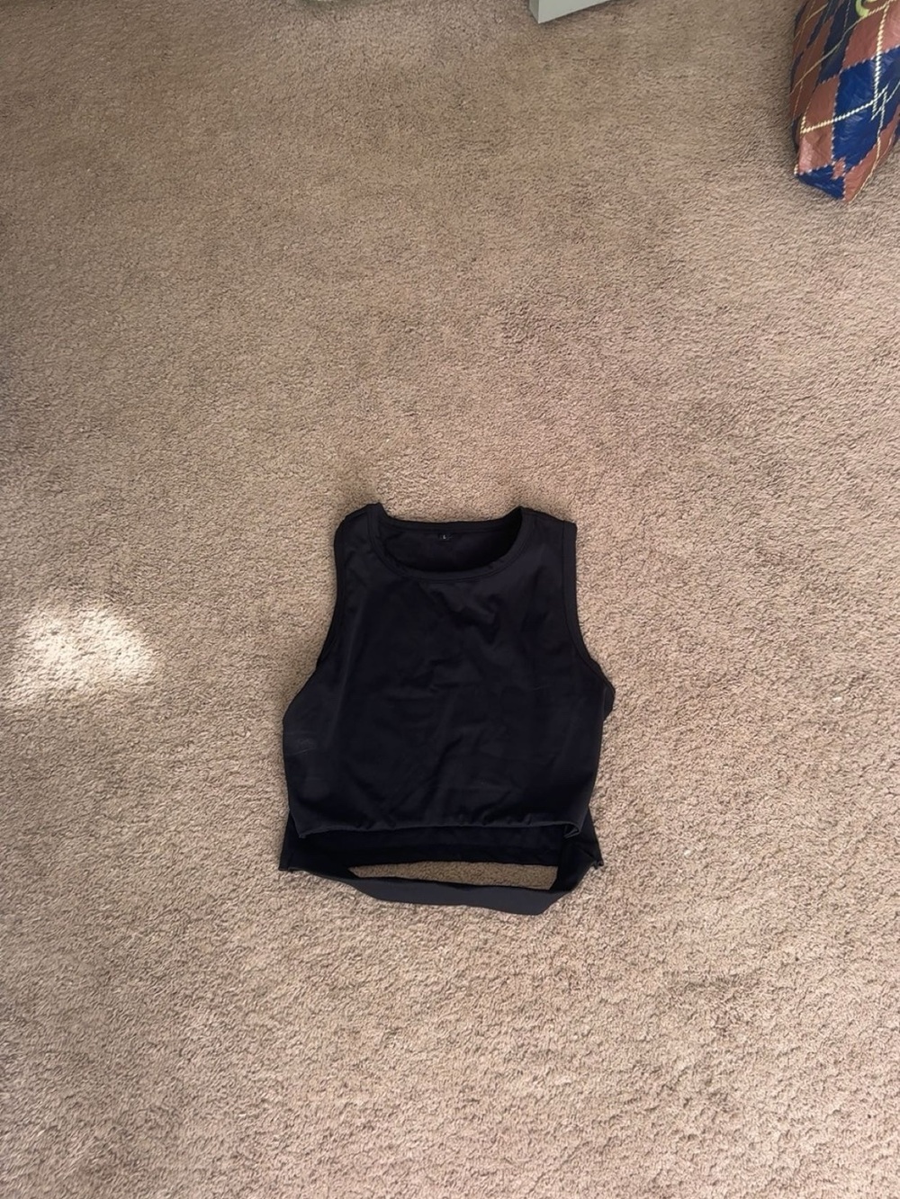 Amazon Black Cropped Tank with Back Strap Detail